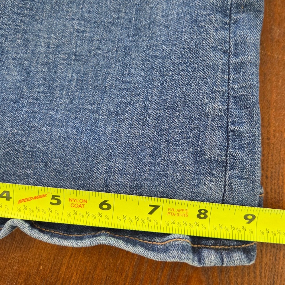 American Eagle Bootcut Jeans Mid Rise Raw Hem Stretch Medium‎ Wash - Picture 11 of 11